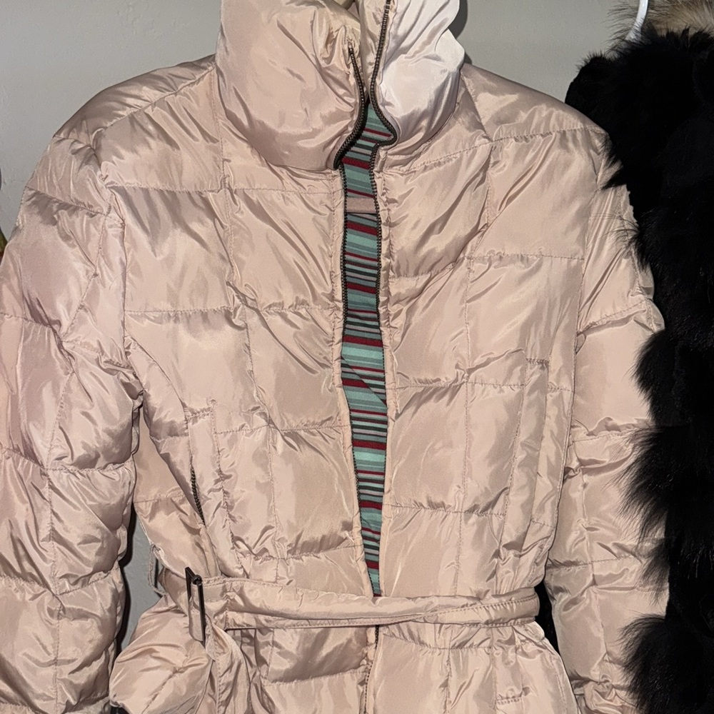 Missoni Light Pink Puffer Jacket with Striped Accents